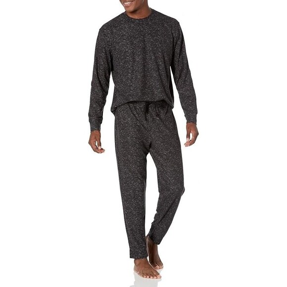 NAUTICA Sleepwear Mens Small Gray Marled Waffle Knit Thermal Pajama PJ Set - Picture 1 of 5
